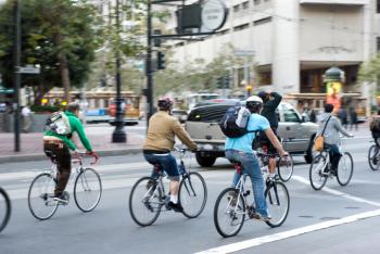 Bikes sharing the road with vehicles. Call our Manhattan injury lawyers if you've been in a bicycle-vehicle accident